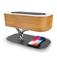 GTYJ5416 Multi-function Creative Smart Phone Wireless Charging Bluetooth Speaker Room Wooden Table Lamp